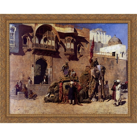 A Rajah Of Jodhpur 36x28 Large Gold Ornate Wood Framed Canvas Art by Edwin Lord Weeks