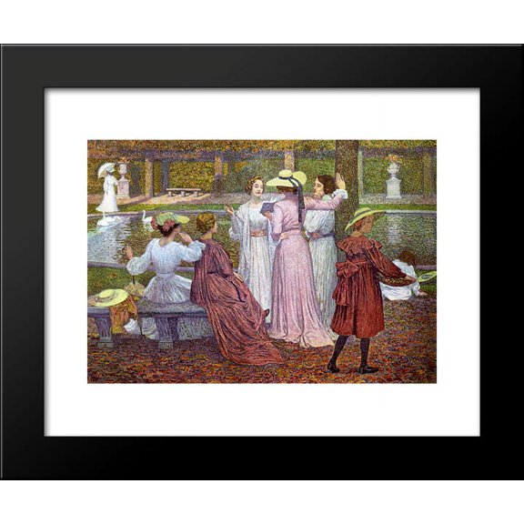 A Reading in the Garden 20x24 Framed Art Print by Theo van Rysselberghe