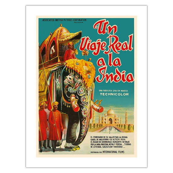 A Real Journey To India - Queen Elizabeth’s Trip through India Pakistan Nepal and Persia - Vintage Film Movie Poster c.1940s - Bamboo Fine Art 290gsm Paper Print (Unframed) 24x32in