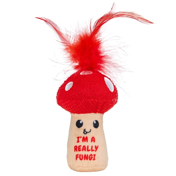 Catstages A Really Fungi Cat Kicker Toy with Catnip and Dental Mesh, Mushroom Shape, Red