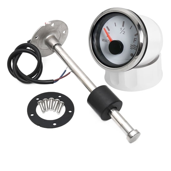 A Red Backlight Water Gauge 52MM With Water Level Sensor 150MM 200MM 225MM 250MM 300MM Water Tank Level Indicator Meter For Boat ,Easy to Install