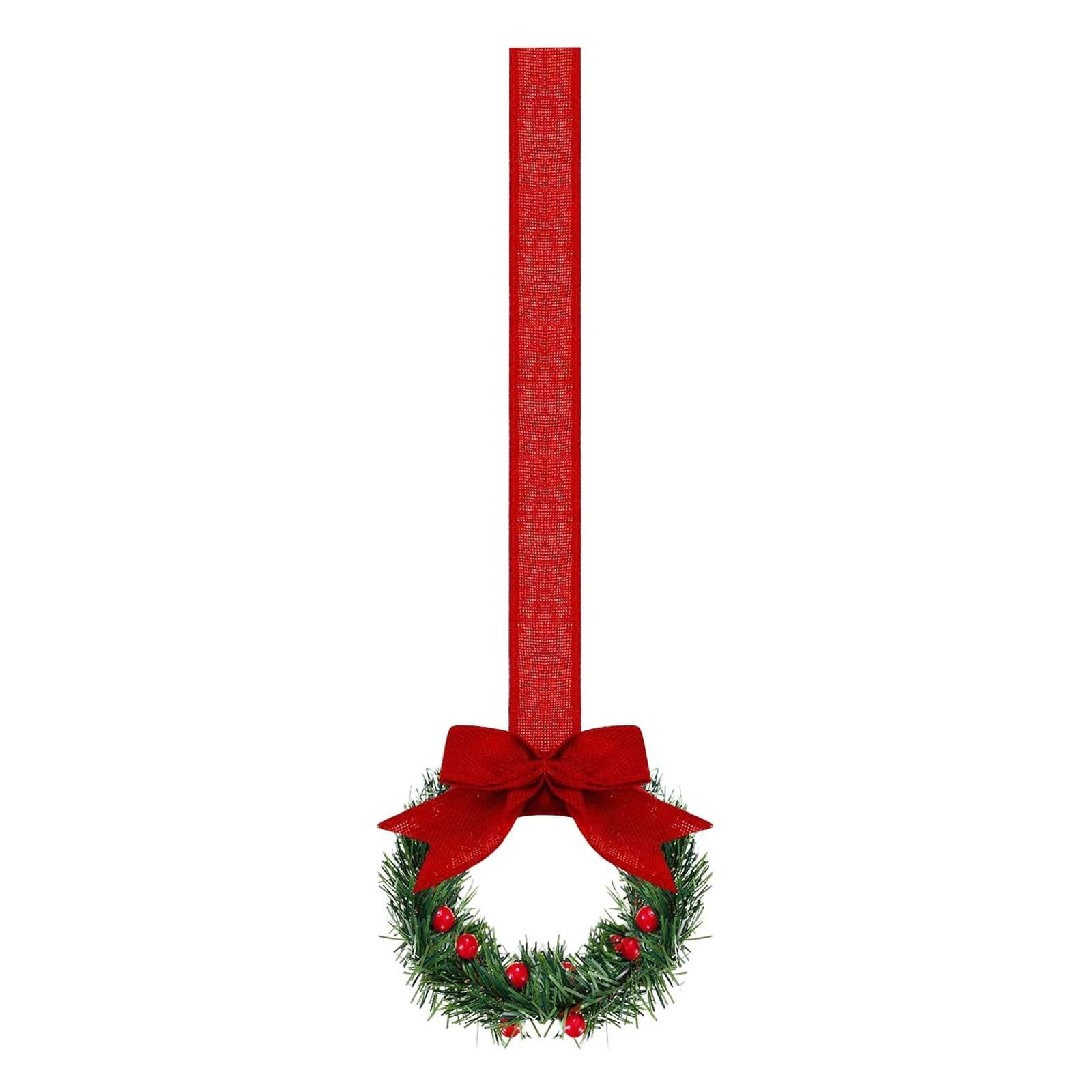 A Red Berry Mini Christmas Wreath For Cabinet Decor With Ribbon Accent ...