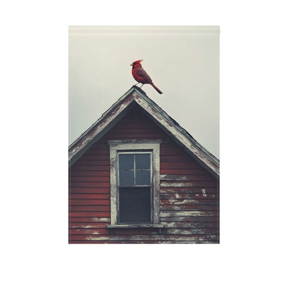 A Red Bird on Roof Garden Flag House Banner 12" x 18" Double Sided Outdoor Yard Decoration