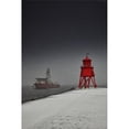 thumbnail image 1 of A Red Lighthouse Along The Coast In Winter with A Boat Off The Shore In The Water - South Shields, Tyne & Wear, England Poster Print, 24 x 38 - Large, 1 of 1