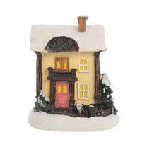 A Resin Christmas Scene Village House Town With Warm White Led Lights Battery Operated Christmas Decorations Resin Material 2.75X1.96X3.94In