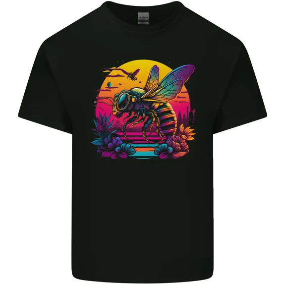 A Retrowave Bee In Retro Color Palette With Synthwave Unisex T-Shirt