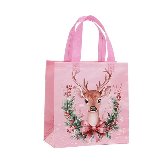 A Reusable Shopping Bag With Festive Prints And Portable Handle Design For Holiday Events And Home Storage Measures 9.1 X 8.7 Inches Non Woven Fabric