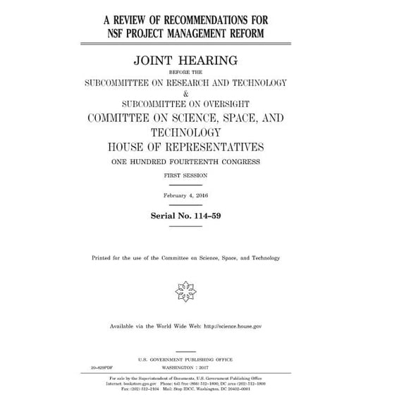 A Review of Recommendations for Nsf Project Management Reform (Paperback)