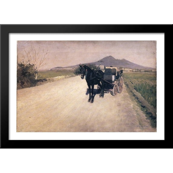 A Road in Naples 40x28 Large Black Wood Framed Print Art by Gustave Caillebotte