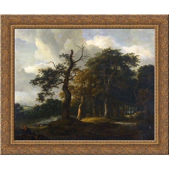 A Road through an Oak Wood 24x20 Gold Ornate Wood Framed Canvas Art by Jacob Isaakszoon van Ruisdael