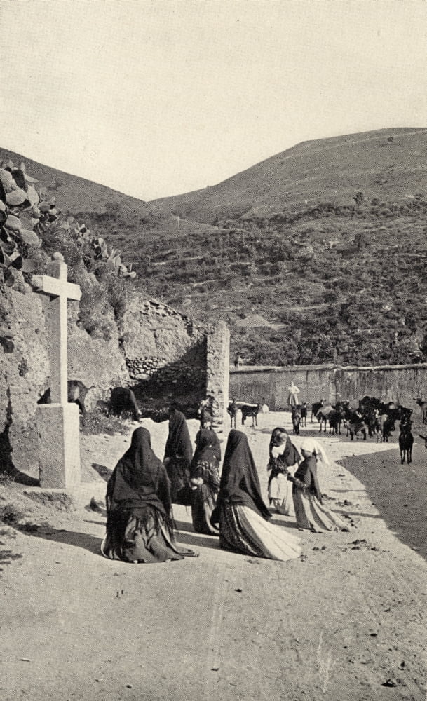 A Roadside Scene In Spain C1900 Canvas Art - Ken Welsh Design Pics (11 x 19)