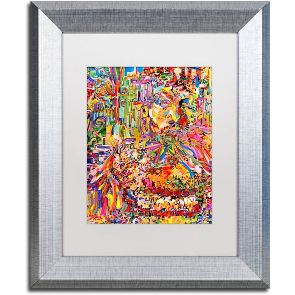 "A Robot Imagines A Hamburger" Canvas Art by Josh Byer, White Matte, Silver Frame