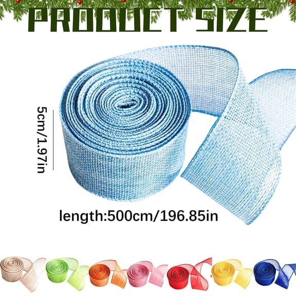 A Roll Of Ribbon Holiday Decorations Featuring Cotton Like Ribbons Bows Of 5Cm Wide Fabric Strips Available In Multiple Colors.