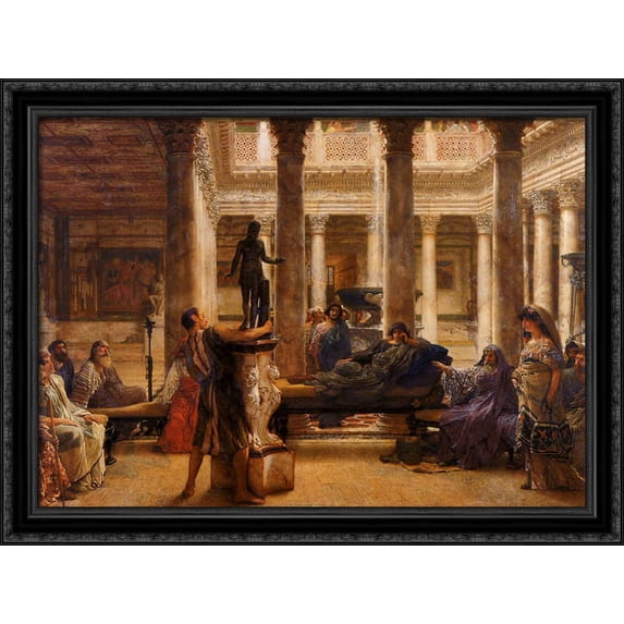 A Roman Art Lover 36x28 Large Black Ornate Wood Framed Canvas Art by Sir Lawrence Alma Tadema