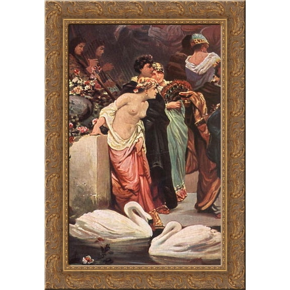 A Roman Bacchanal (detail) 24x18 Gold Ornate Wood Framed Canvas Art by Wilhelm Kotarbinski