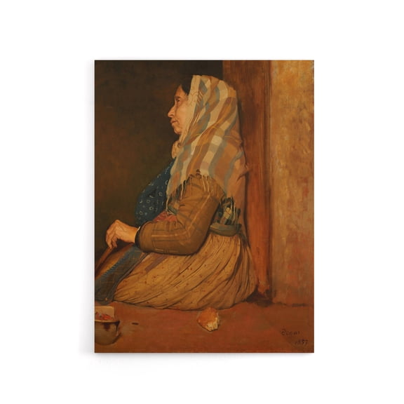 A Roman Beggar Woman Portrait Degas Vintage Canvas Wall Art 12X16"