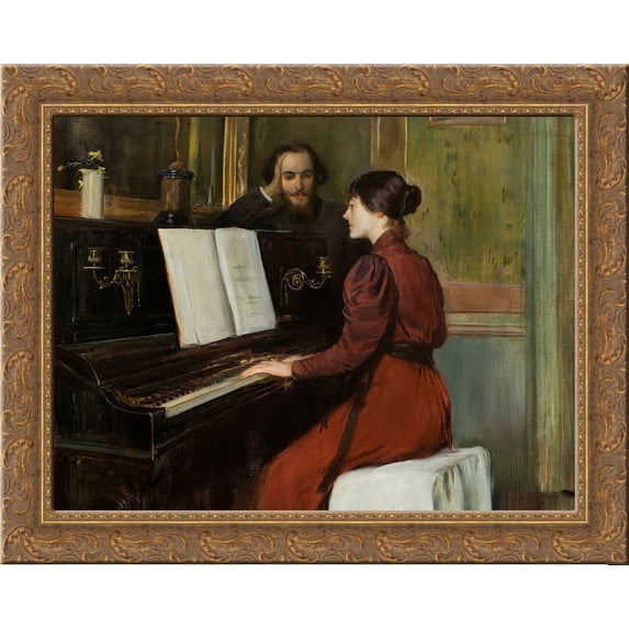 A Romance 24x20 Gold Ornate Wood Framed Canvas Art by Santiago Rusinol