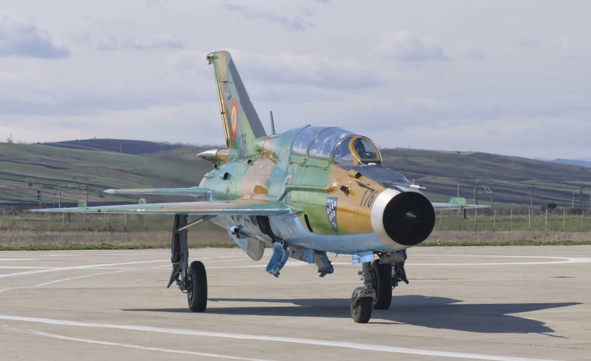 A Romanian Air Force MiG-21B taxiing at Camp Turzii Air Base Romania Canvas Art - Giovanni CollaStocktrek Images (18 x 11)