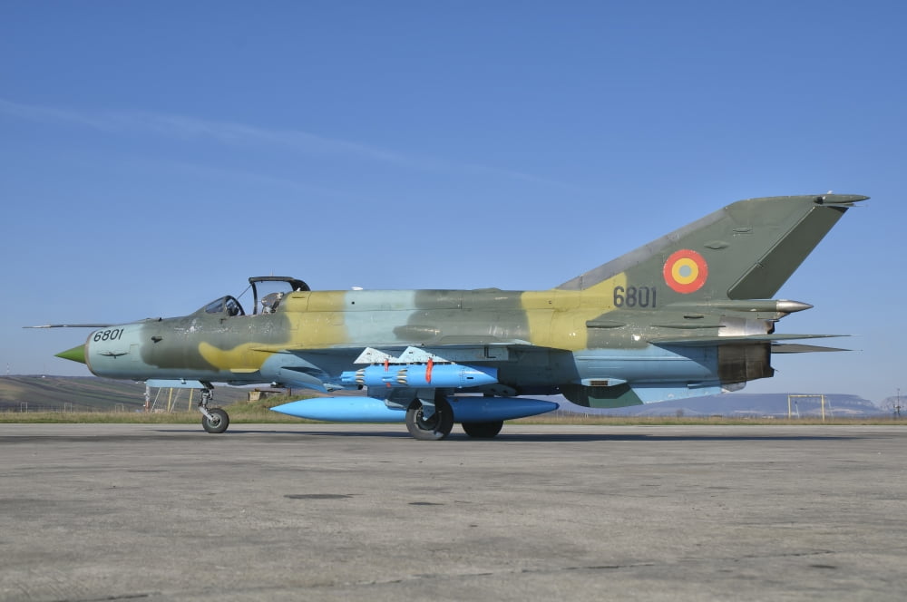 A Romanian Air Force MiG-21C airplane at Camp Turzii Air Base Romania Canvas Art - Giovanni CollaStocktrek Images (17 x 12)
