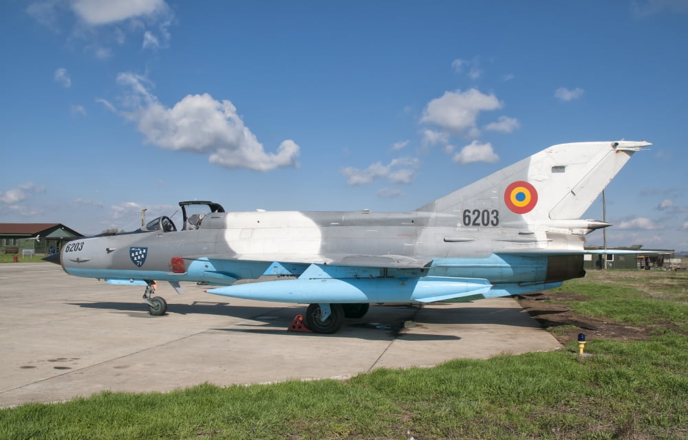 A Romanian Air Force MiG-21C airplane at Camp Turzii Air Base Romania Canvas Art - Giovanni CollaStocktrek Images (18 x 11)