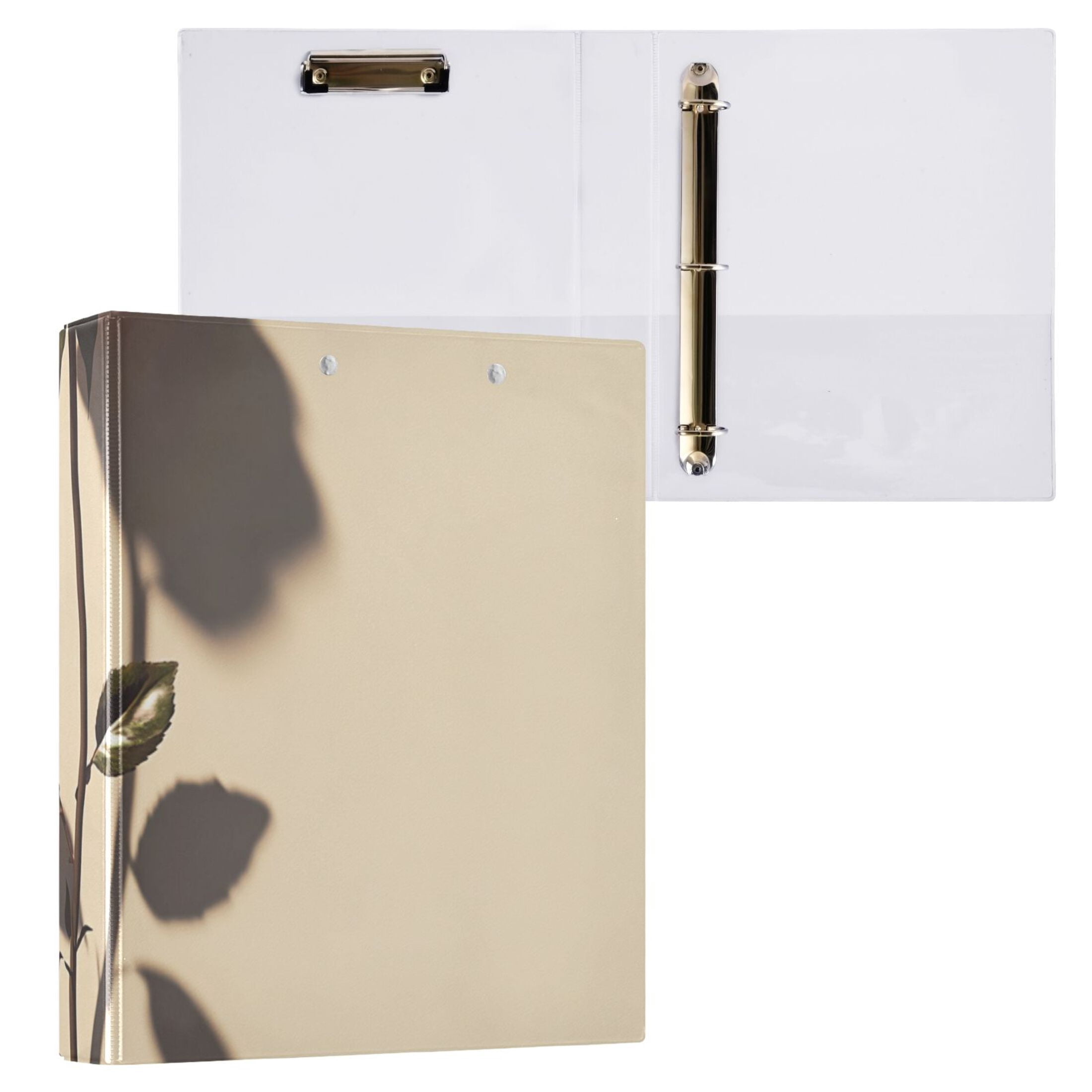 A Rose 3 Ring Binders 1.5 inch Hardcover File Folders with Interior Pockets A4 Size Organizer for School Office Hospital