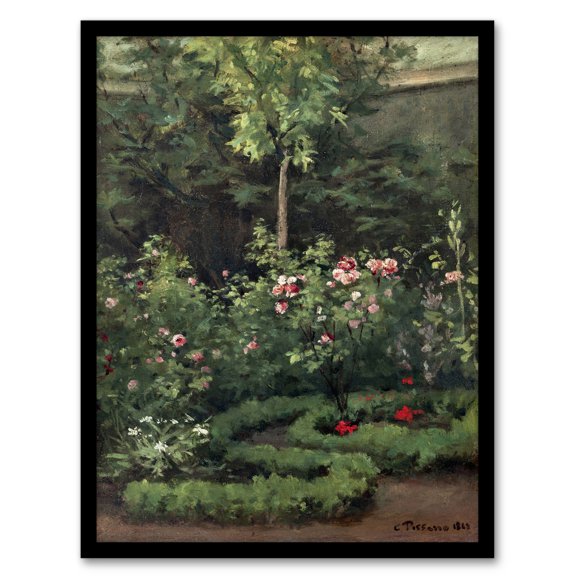 A Rose Garden Landscape Camille Pissarro Framed Wall Art Print 12X16"