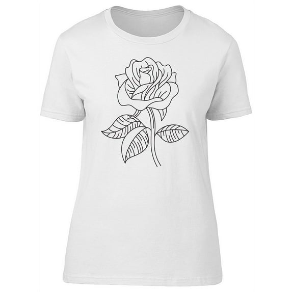 A Rose In Minimal Art B&W T-Shirt Women -Image by Shutterstock, Female Large