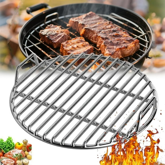 A Round Stainless Steel Cooking Grate Bbq Grill Grid With Non-Stick Surface And Durable Build For Camping Picnic And Outdoor Baking 28X28X1In 2.5Lb