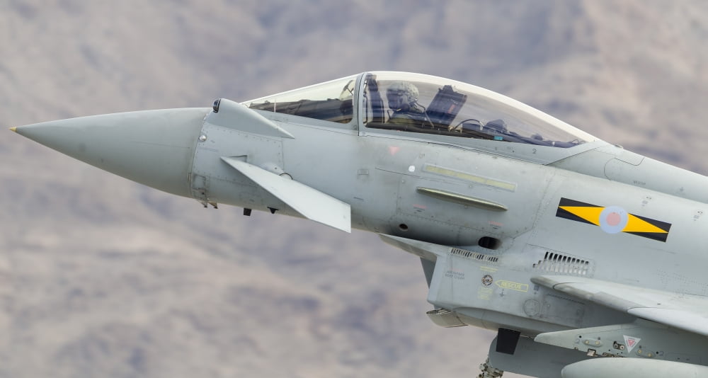 A Royal Air Force Eurofighter Typhoon FGR4 gets airborne Canvas Art - Rob EdgcumbeStocktrek Images (19 x 11)