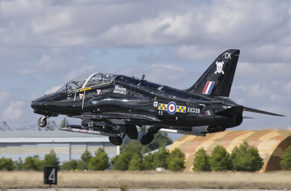 A Royal Air Force Hawk jet taking off Canvas Art - Giovanni CollaStocktrek Images (17 x 12)