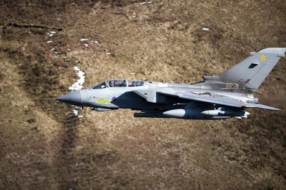 A Royal Air Force Tornado GR4 during low fly training in North Wales Canvas Art - Andrew ChittockStocktrek Images (34 x 23)