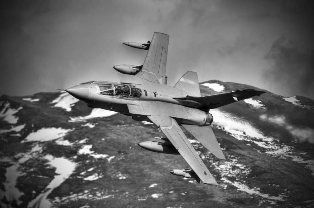 A Royal Air Force Tornado GR4 during low fly training in North Wales Canvas Art - Andrew ChittockStocktrek Images (34 x 23)