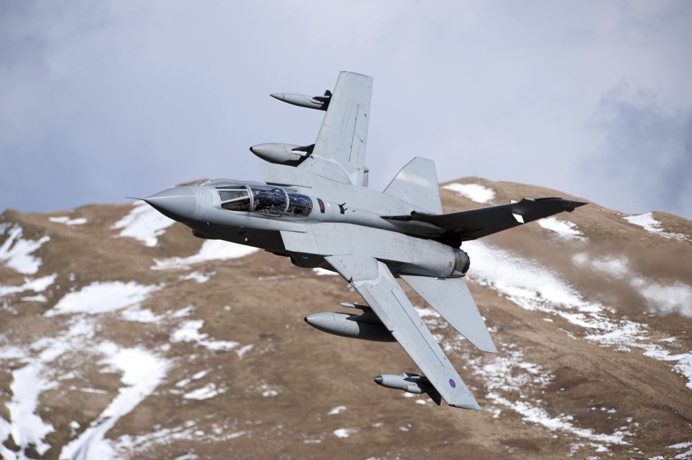 A Royal Air Force Tornado GR4 during low fly training in North Wales Canvas Art - Andrew ChittockStocktrek Images (34 x 23)