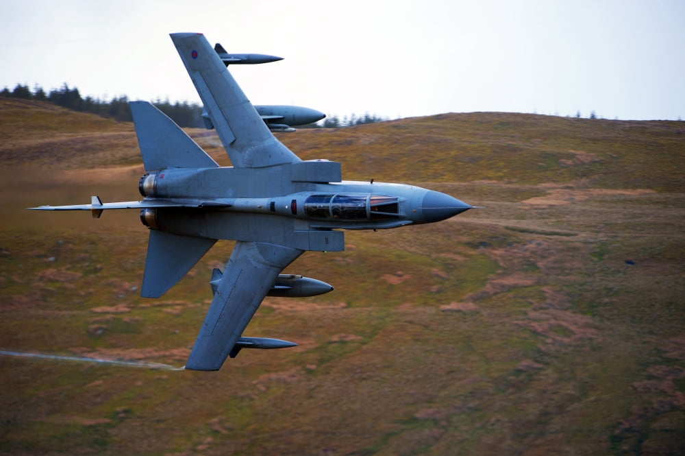A Royal Air Force Tornado GR4 during low fly training in North Wales Canvas Art - Andrew ChittockStocktrek Images (35 x 23)