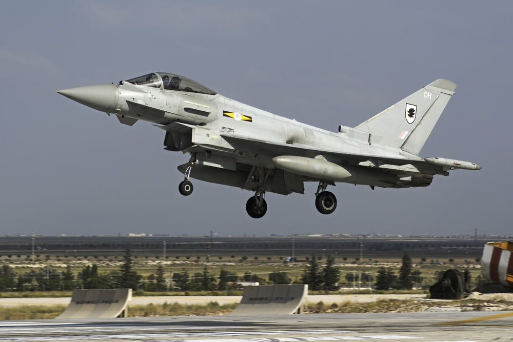 A Royal Air Force Typhoon FGR4 landing at Konya Air Base Turkey Canvas Art - Daniele FaccioliStocktrek Images (17 x 12)