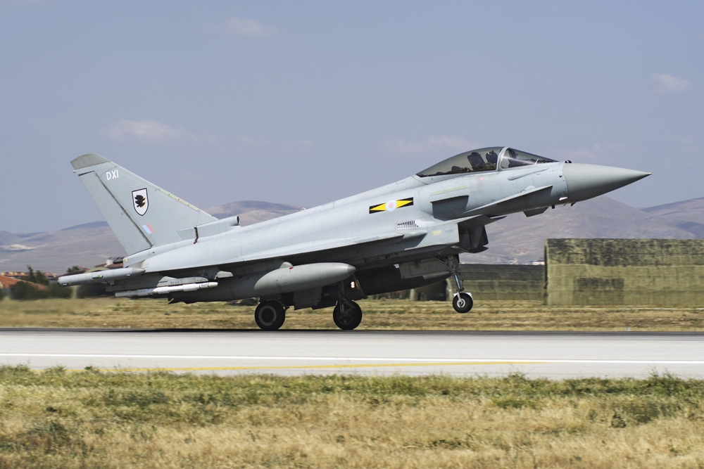A Royal Air ForceTyphoon FGR4 taking off from Konya Air Base Turkey Canvas Art - Daniele FaccioliStocktrek Images (17 x 12)