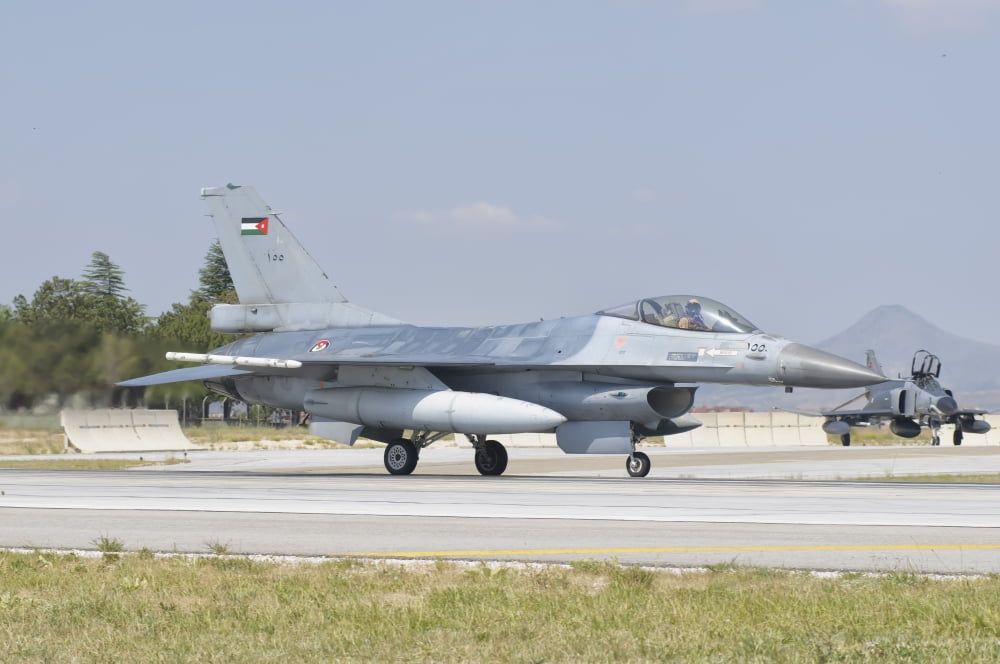 A Royal Jordanian Air Force F-16 at Konya Air Base Turkey Canvas Art - Giovanni CollaStocktrek Images (18 x 12)