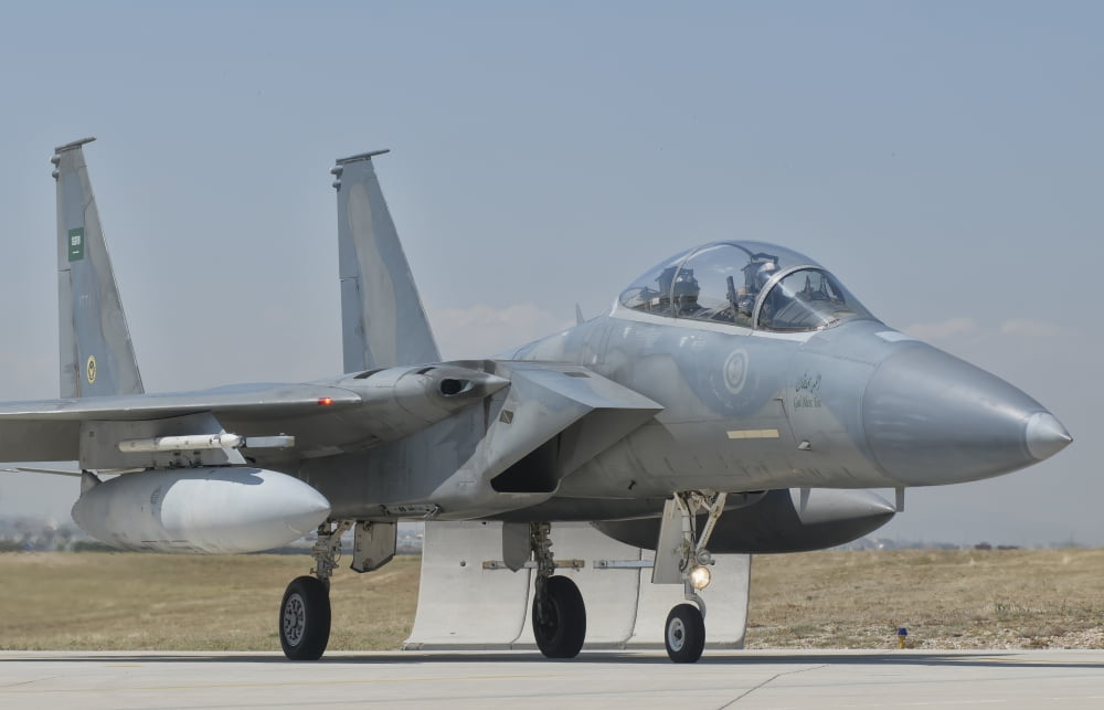 A Royal Saudi Air Force F-15 at Albacete Air Base Spain Canvas Art - Giovanni CollaStocktrek Images (35 x 23)