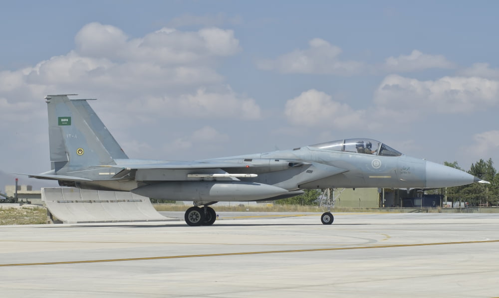 A Royal Saudi Air Force F-15 at Albacete Air Base Spain Canvas Art - Giovanni CollaStocktrek Images (36 x 22)