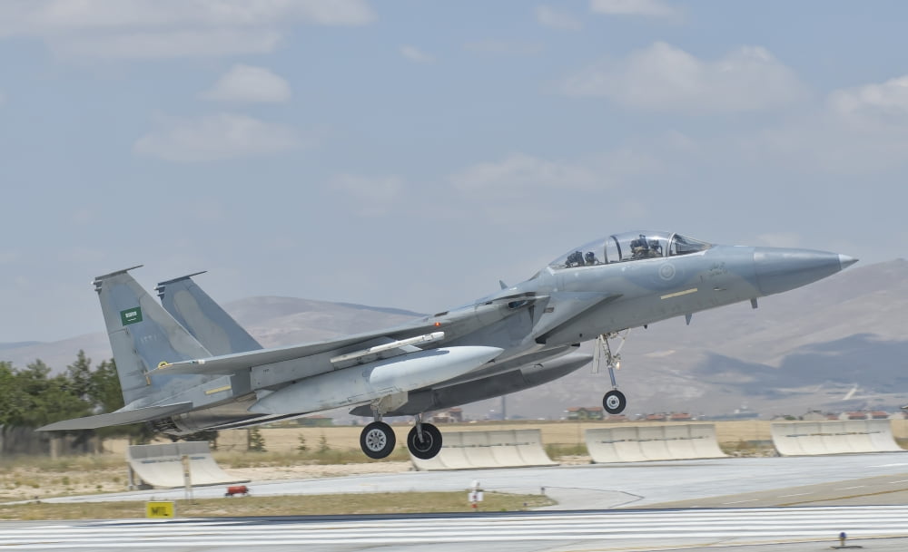 A Royal Saudi Air Force F-15 at Albacete Air Base Spain Canvas Art - Giovanni CollaStocktrek Images (36 x 22)