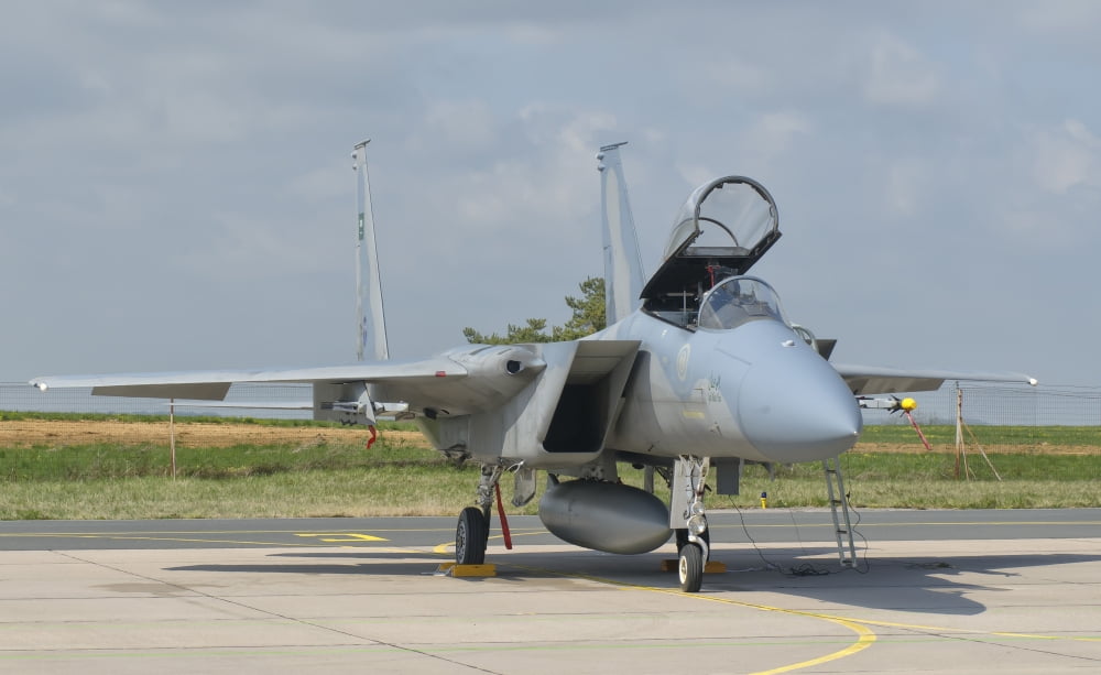 A Royal Saudi Air Force F-15C at Nancy Air Base France Canvas Art - Giovanni CollaStocktrek Images (36 x 22)