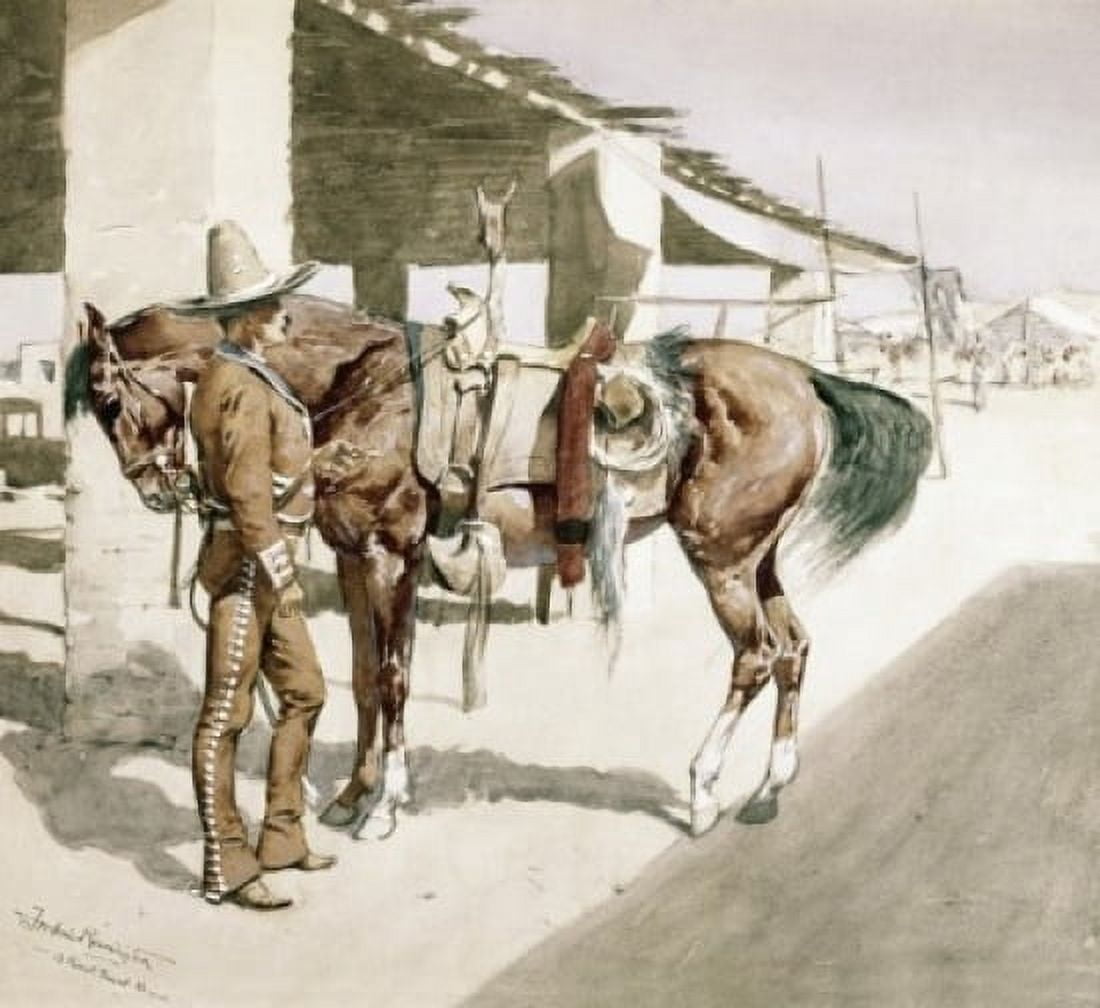 A Rural Guard-Mexico Frederic Remington (1861-1909American) Watercolor Canvas Art - Frederic Remington (24 x 36)