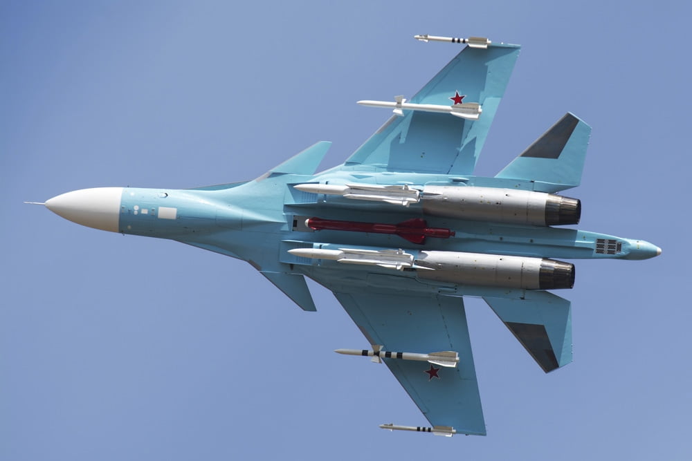 A Russian Air Force Su-34 in flight over Russia Canvas Art - Daniele FaccioliStocktrek Images (18 x 12)