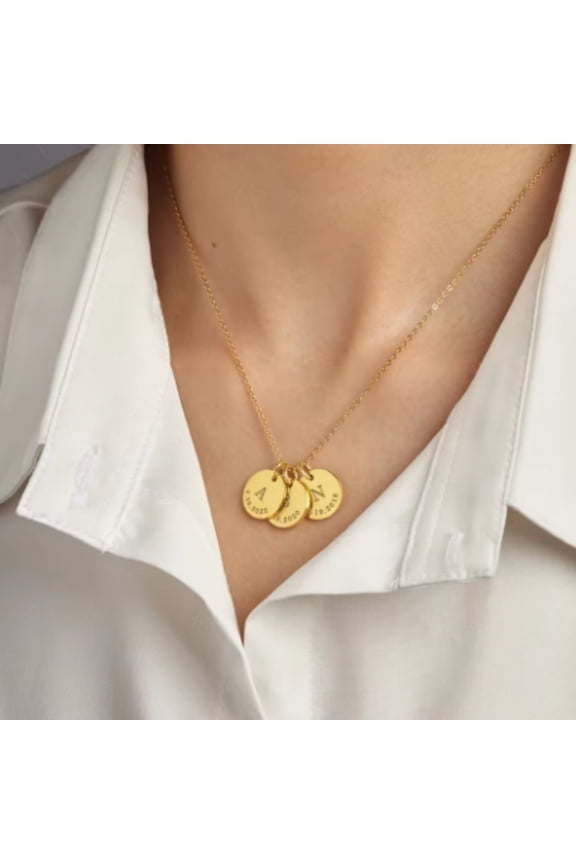 A Rusted Steel Engraved Round Plate Necklace With A Personalized Pet Head Engraving