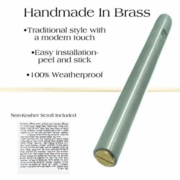A&S Brass Mezuzah Case With Scroll For Door Weatherproof Metal Mezuza Cover Home Blessing and Protection Housewarming Gift (Nickel/Solid, 5 Inches)
