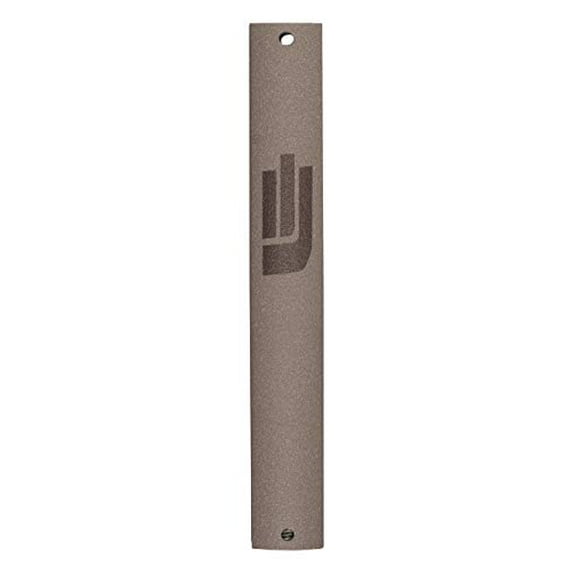 A&S Mezuzot Aluminum Mezuzah Case with Exclusive Modern Shin Design Easy Peel and Stick Judaica Door Mezuza for 5 Inches Parchment Scroll (Beige, 5 Inches)