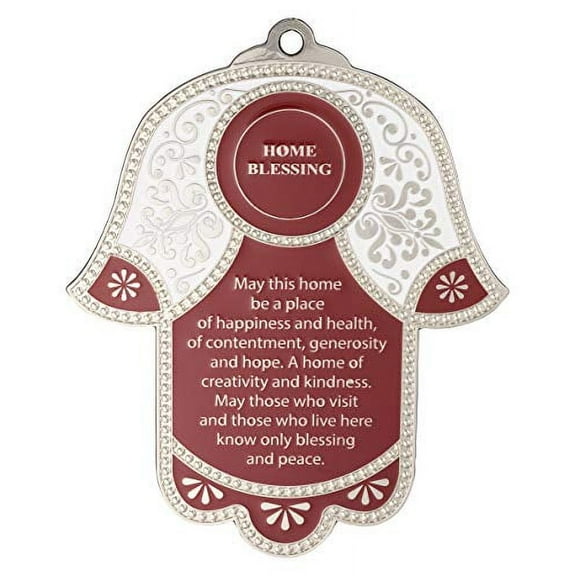 A&S Mezuzot Hamsa Wall Decor Red/Blue Evil Eye Charm Protection Amulet Home/Business Good Luck Charms in English/Hebrew Blessings (Red/Blue, English Blessing)