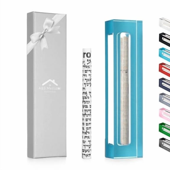 A&S Mezuzot Mezuzah Case For Door in Acrylic-Lucite Design Waterproof, Non- Kosher Scroll Included, Modern Home Decor And Protection (Cyan, 6 Inches)