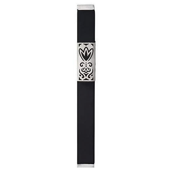 A&S Mezuzot Modern Aluminum Pomegranate Design Mezuzah Case Home Accessories (Black, 12cm-5inch)