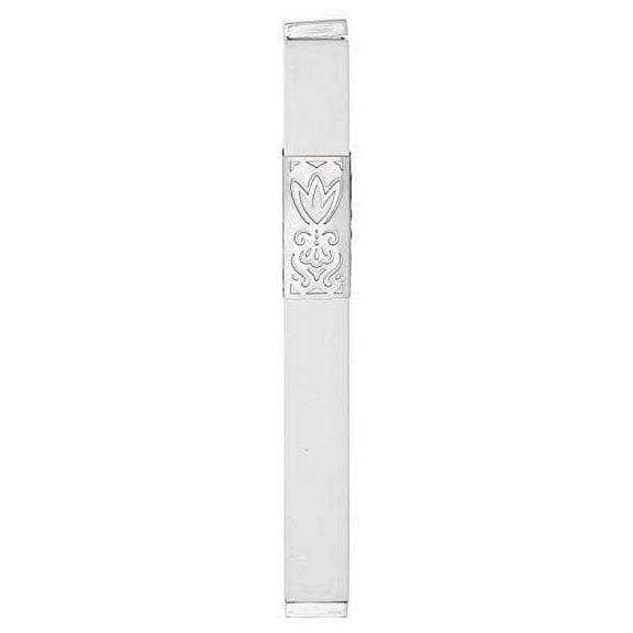 A&S Mezuzot Modern Aluminum Pomegranate Design Mezuzah Case Home Accessories (Silver, 12cm-5inch)
